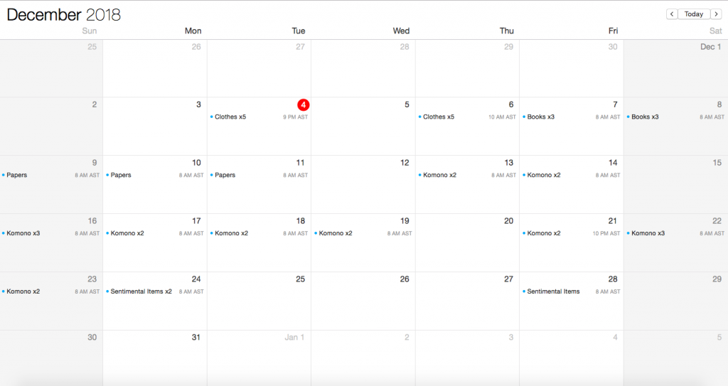 KonMari Method Calendar